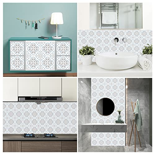 Blue & White 10Pcs Acrylic Tile Stickers, 6X6In Peel And Stick Backsplash Tile, Bathroom & Kitchen Wall Decals, Easy To Apply Just Peel & Stick For Home Decor (Thickened High-End Series)… #TOP5