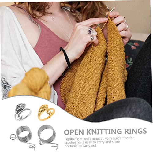 TEHAUX 4Pcs Anel Trançado Acessórios De Trança Anel De Tricô Acessórios De Tricô Guia De Dedo De Cro