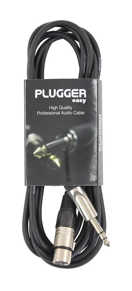 Plugger kabel gniazdo XLR, gniazdo stereo z zapadką 3 m, czarne