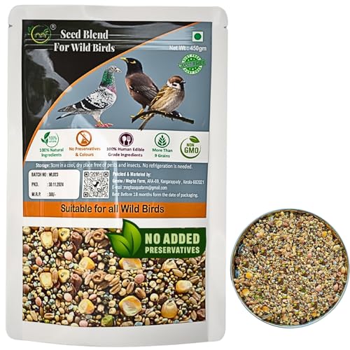 Image of MAF Bird Feed For Wild Birds 900 Gram (450 Gm Pack Of 2) Enriched With 10 Grains & Cuttlefish Bone Grits, Refill Pack For All Wild Birds,Pigeon, Doves, Mynah,Finches, All Life Stages