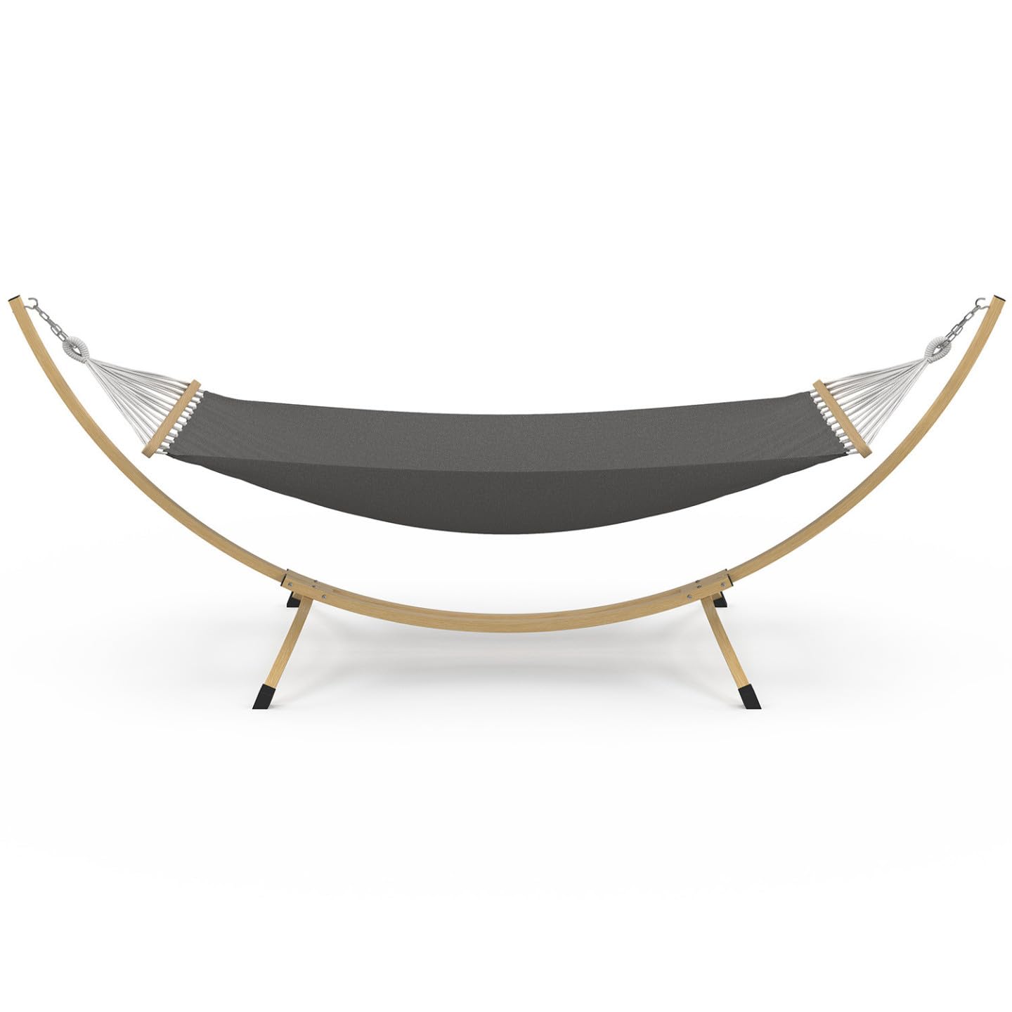 IDMarket - Amaca XL con supporto in metallo effetto legno e tela grigia