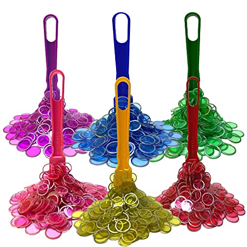 MR CHIPS Made in USA Set of 6 Bingo Magnetic Wands & 600 Pieces Upgraded ¾ Inch Plastic Chips with Metal Rings in 6 Colors Blue, Red, Green, Purple, Yellow, and Pink