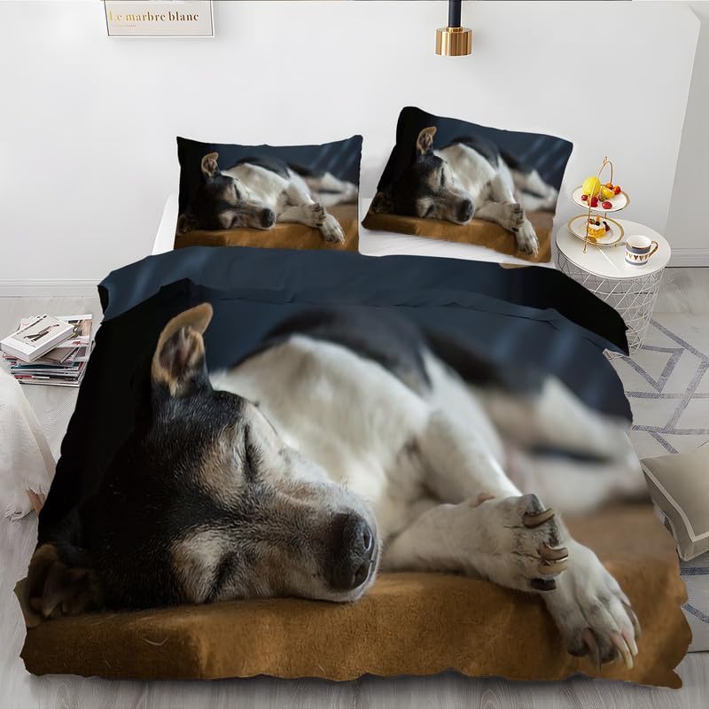 Juego de funda de edredón marrón claro con estampado de animales, funda de edredón de microfibra suave y 2 fundas de almohada de 20 x 36 pulgadas,