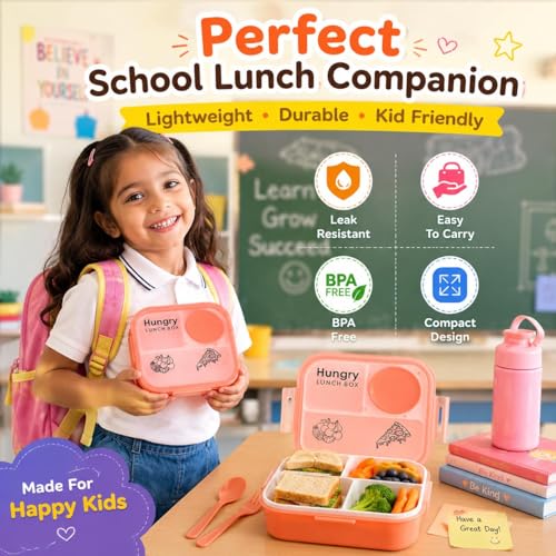 Image of Premium Insulated Lunch Box for Office & School | Leakproof Tiffin Box with Airtight Lid | Food Grade BPA Free Container | Keeps Food Fresh Hot & Cold | Portable Lunch Box for Men Women (Orange)