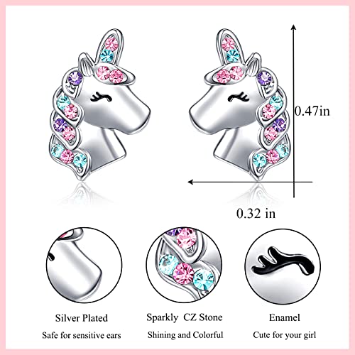 Hypoallergenic Silver Unicorn Stud Earrings For Girls Unicorn Jewelry Birthday Back To School Christmas Valentines Day Gifts For Girls Daughter Granddaughter Niece #TOP3