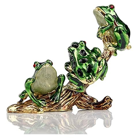 SEVENBEES 3 Frog Figurines Collectibles Jewelry Box Decorative Hinged Trinket Boxes Cover