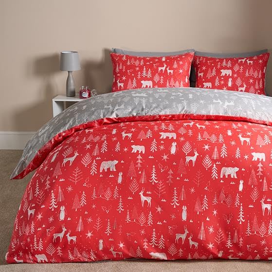 OHS Christmas Bedding, Scandi Winter Xmas Quilt Double Duvet Set Super Soft Warm Cosy Chri...