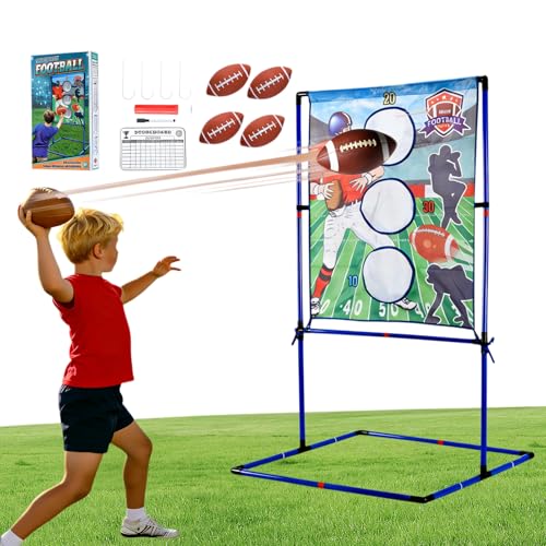 Jahenway Football Toss Game Set with 4 Inflatable Balls Football Throwing Target Toy for Kids Ages 8-12 Indoor & Outdoor Sports Activity for Boys and Girls Ages 3+