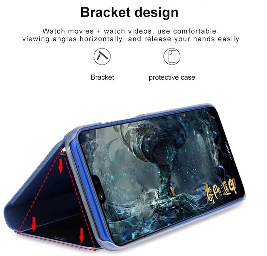 SEIAIYG Case for Xiaomi 14T Pro, Ultra Slim Clear View Standing Cover Flip Case Mirror Plating Holder for Xiaomi 14T Pro (Black) - Image 3