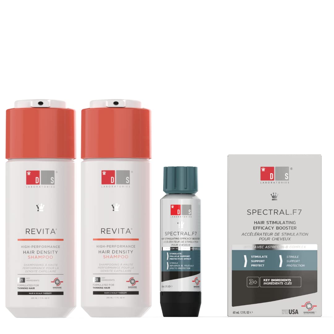 DS Labs Revita Shampoo and Conditioner Set & Spectral.F7 Hair Serum - Hair Thickening Shampoo & Conditioner, Hair Growth Serum for Hair Loss Support, Hair Regrowth Treatment for Men & Women