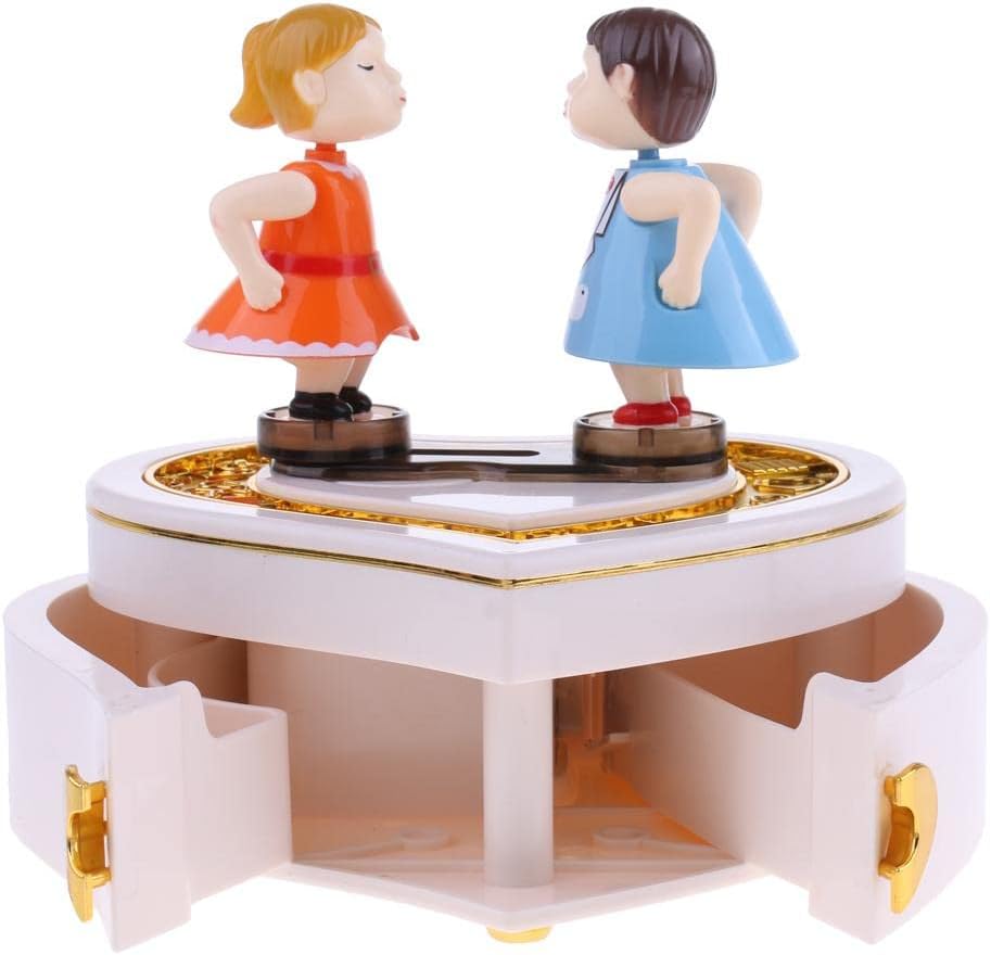 Music Box Music Box Figurine Heart-Shaped Kiss Doll Clockwork About