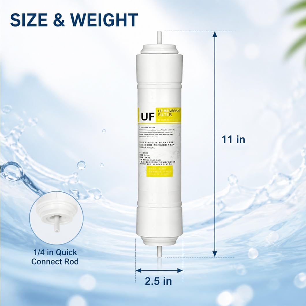 2er-Packung 11" X 2,5" UF Ultrafiltrationsmembran-Kartusche Mit 1/4" Schnellanschluss, 0,01 Μm Filtrationsgenauigkeit Für Untertisch- Und Haushalts-Trinkwasserreiniger