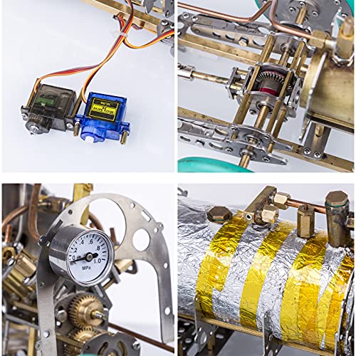 LAKA RC Dampffahrzeug Modell 1:10 Vollmetall Mini V4 Dampfmaschine Heckantrieb Müllfahrzeug mit Getriebe und Boiler für… – Bild 8