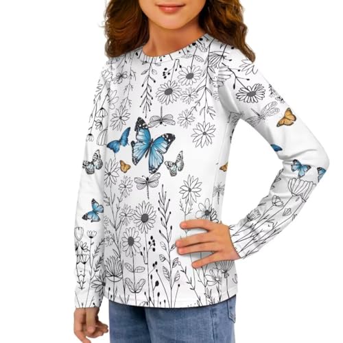 Image of Long Sleeve Shirts for Girls Winter Tops 3-16t Cartoon T Shirts for Fall Clothes