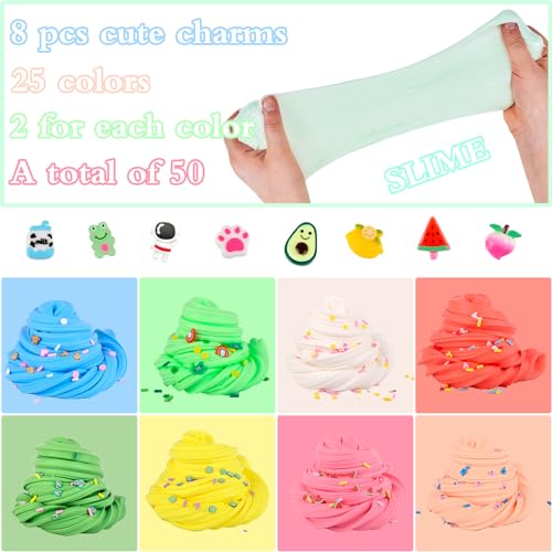 50 Pack Mini Butter Slime Kit, Scented Slime Party Favor Gifts, Stress Relief Toy for Girls and Boys, Soft & Non-Sticky, DIY Putty Toys for Kids Aged 4-12, Gifts for Students from Teachers in Bulk.