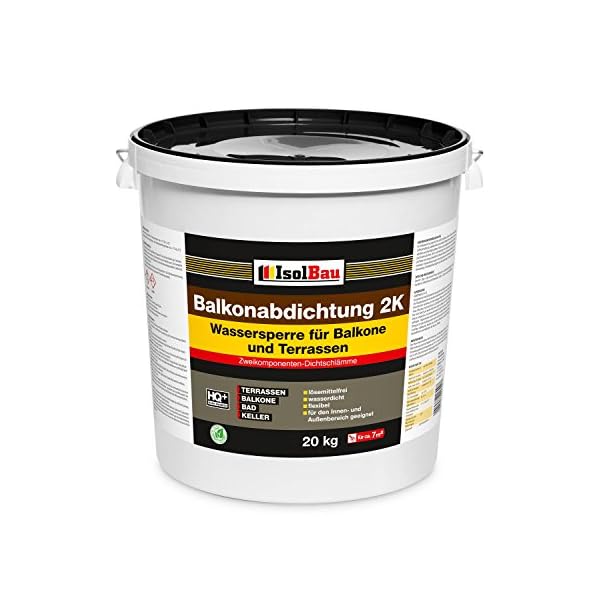 Isolbau Balkonabdichtung 2K - Dichtschlämme zur Abdichtung von Balkon, Terrasse, Bad, Keller, Dusche - 20 kg