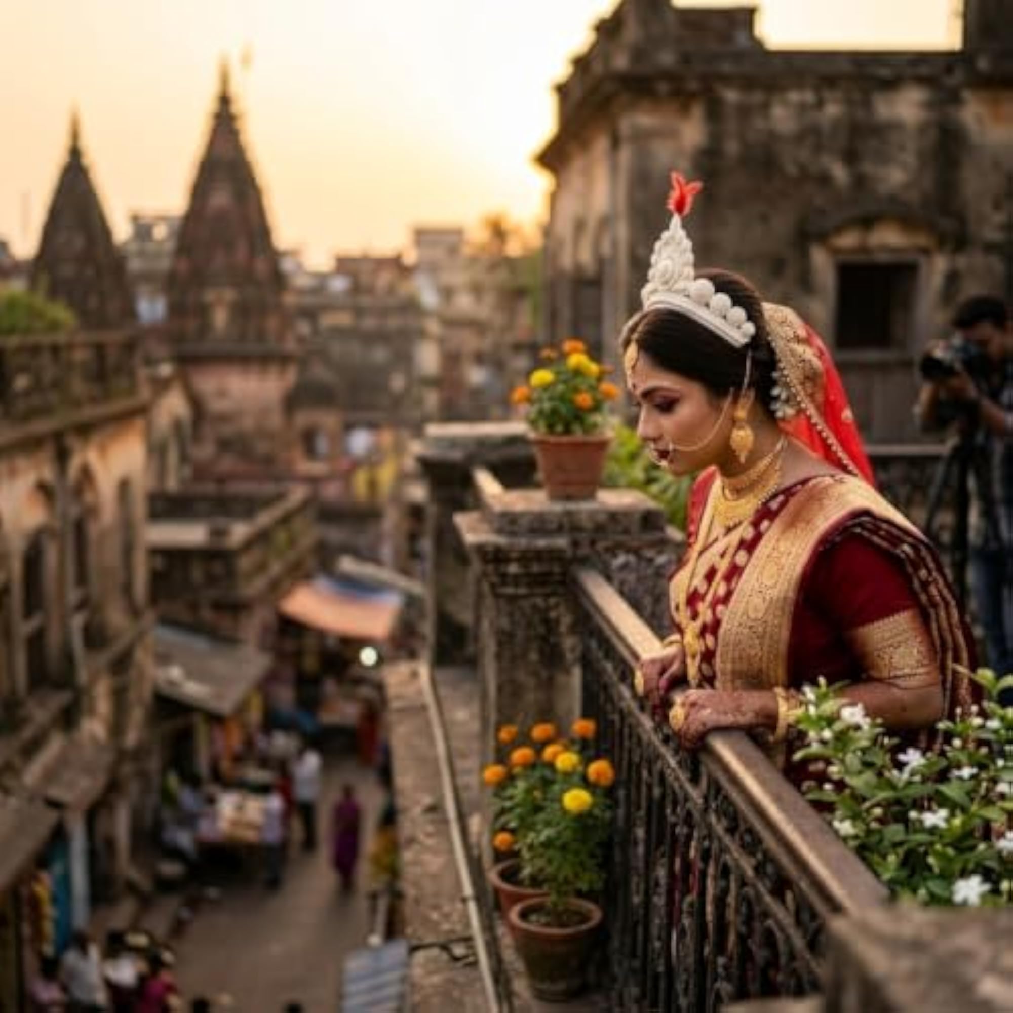 Bengali Bridal Sholar Biyer Mukut Tiara Hair Accessory
