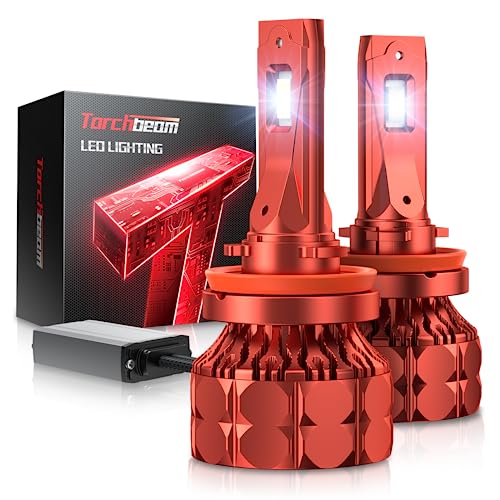 Torchbeam H11/H9/H8 Bulbs T7, 68,000LM H11 Brighter Light Bulbs for ATVS, 6500K Bulbs with High Speed Cooling Fan, Over 60000 Hours Lifelong, Easy 5Min Installation Led Light Bulbs, Pack of 2 by Torchbeam - Used condition - US$56.65