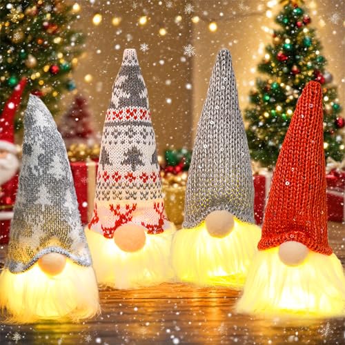 Jiahuade LED Wichtel,4 Stück Weihnachten Deko Wichtel mit LED...