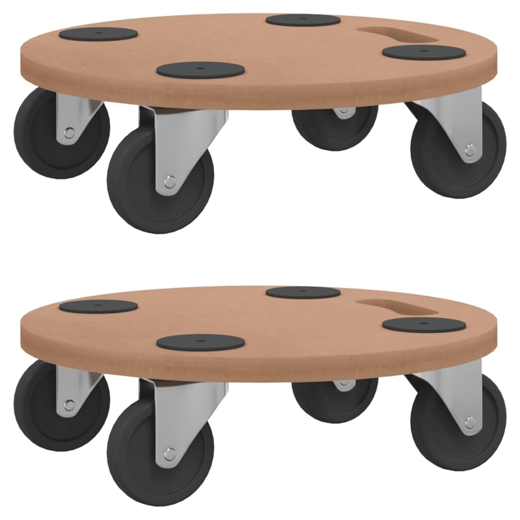 vidaXL Dolly Trolleys 2 pcs, Moving Trolley with Anti-slip Pad, Furniture Mover with Rotatable Castors, Platform Dolly, Round Engineered Wood