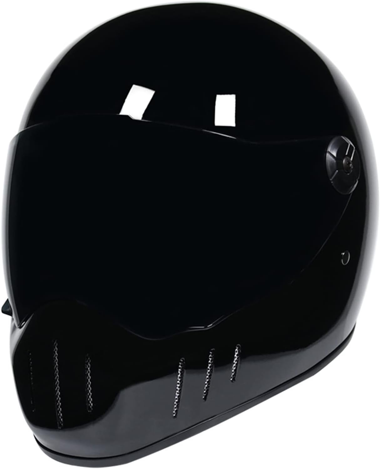 Retro Motorcycle Helmet, Full Face Motocross Street Bike Helmets with Sun Visor and Multiple Vents, Vintage Cafe Racer ATV UTV Helmet DOT/ECE Approved for Adult Men Women,Glossy Black B,M