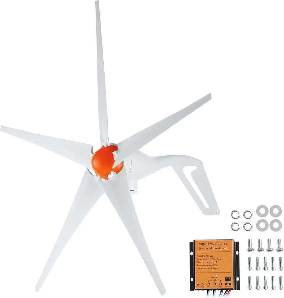 VEVOR 500W Wind Turbine Generator, 12V Wind Turbine Kit, 5-Blade Wind Power Generator with MPPT Cont...