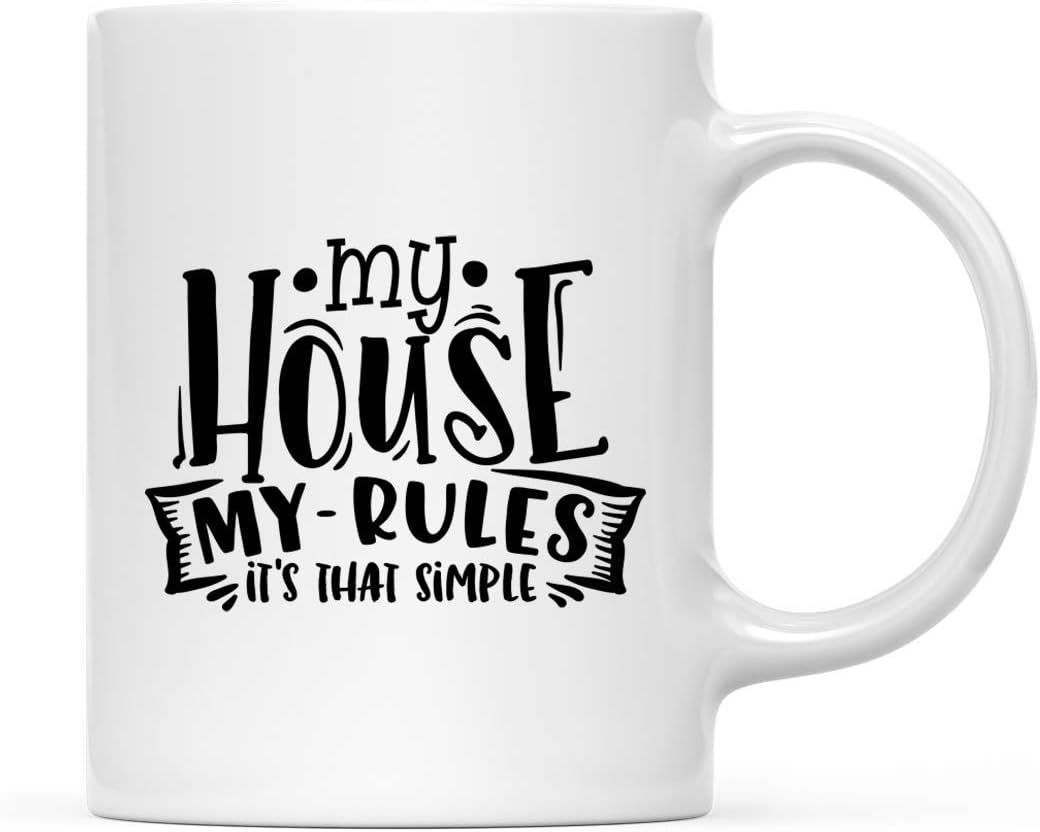 Andaz Press Funny Mother's Day 11oz. Ceramic Coffee Tea Mug Gag Gift, My House My - Rules It's That Simple, 1-Pack, for Mom Birthday Christmas Gift Ideas, Includes Gift Box