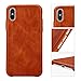 TOOVREN for iPhone X Leather Case Protective Ultra Thin Vintage Anti-Slip Grip Shell Hard Back Cover for iPhone X /10 5.8'' Brown