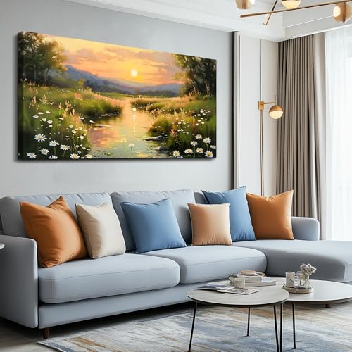 KELIYUAN Large Wall Decor Canvas Painting Wall Art For Bedroom Living Room Decor Retro Rural Landscape Painting Artwork Print For Home Decor Room For office Farmhouse Room Wall Decoration 30x60 In