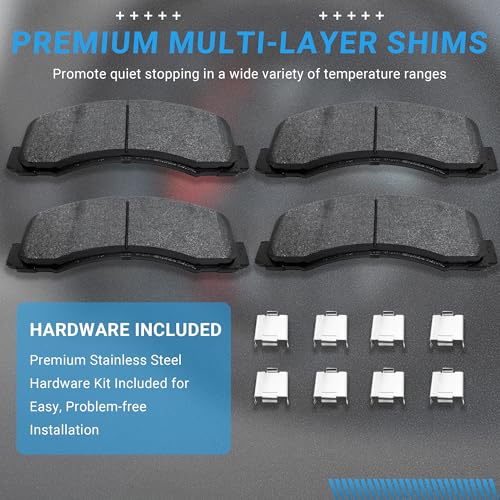 Image of Front Brake Pads Set Compatible with 2010-2021 Ford Expedition, Lincoln Navigator, 2010-2020 Ford F-150 Automotive Replacement Brake Pads Semi-Metallic D1414