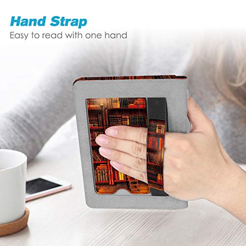 Image of Fintie Stand Case for Kindle Paperwhite (Fits All-New 10th Generation 2018 / All Paperwhite Generations) - Premium PU Leather Protective Sleeve Cover with Card Slot and Hand Strap, Library