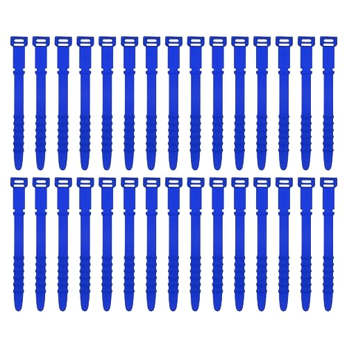 uxcell 30Pcs Silicone Cable Ties 4.5 Inch Reusable Wire Ties Elastic Cable Cord Organizer Straps for Cords Wire USB Charge Management Food Storage, Dark Blue