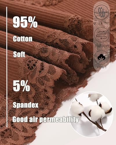Image of Sth Big Womens Cotton Underwear Sexy Lace Brazilian Panties Soft Breathable Cotton Bikini for Ladies 6 Pack