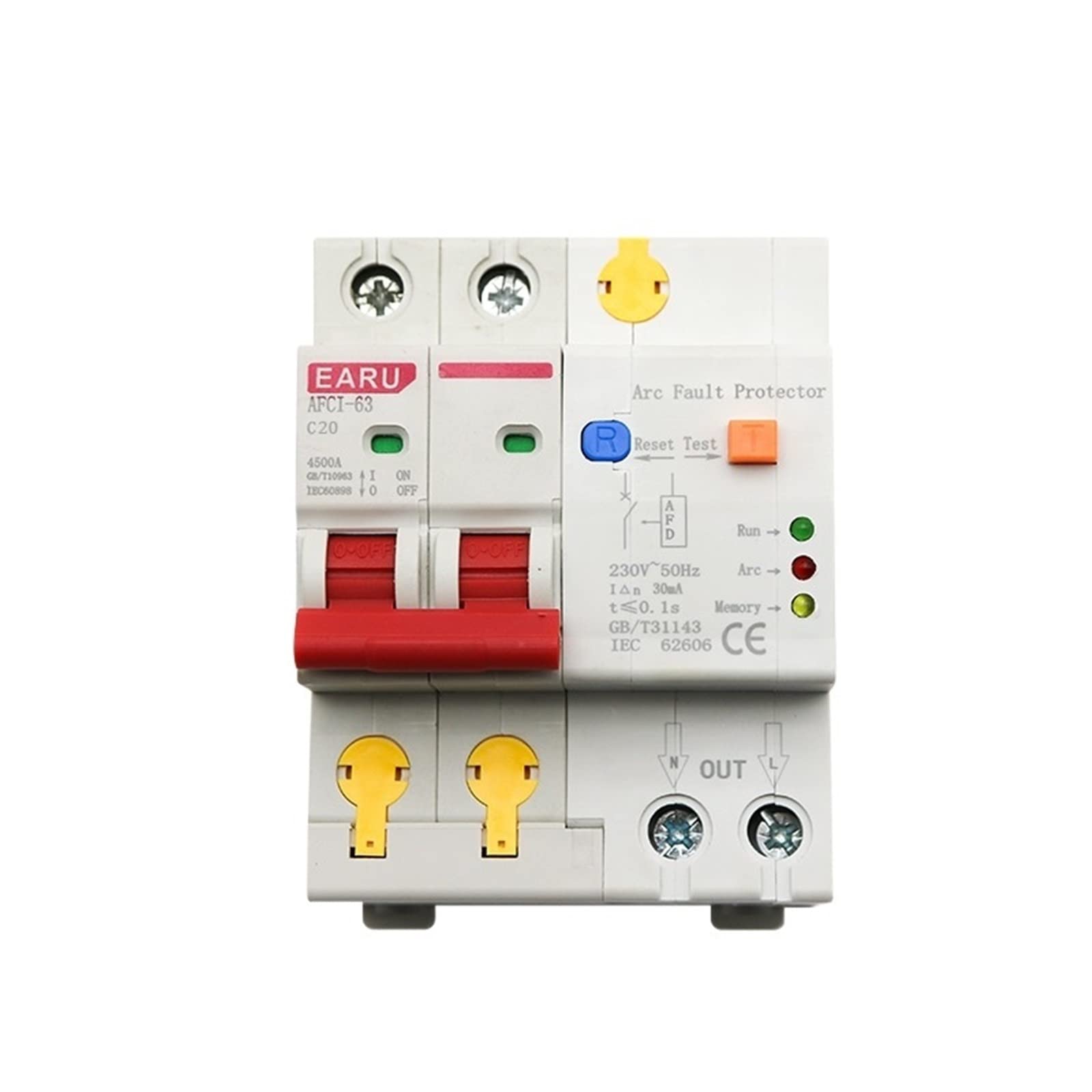 20A 2P AFDD AFCI Protector de fallas de Arco Dector disyuntor interrupción sobrecarga Fuga a Tierra protección de Voltaje de Cortocircuito