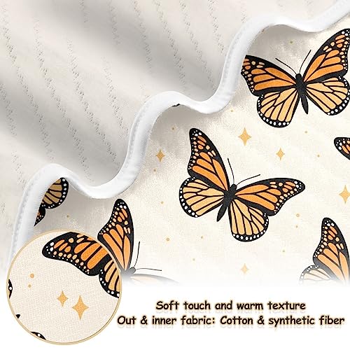 Image of Swaddle Blanket for Brown Monarch Butterflies Baby Receiving Blanket Muslin Baby Swaddles Soft Cotton Breathable Nursery Blankets for Unisex Boys and Girls 30x40 Inch