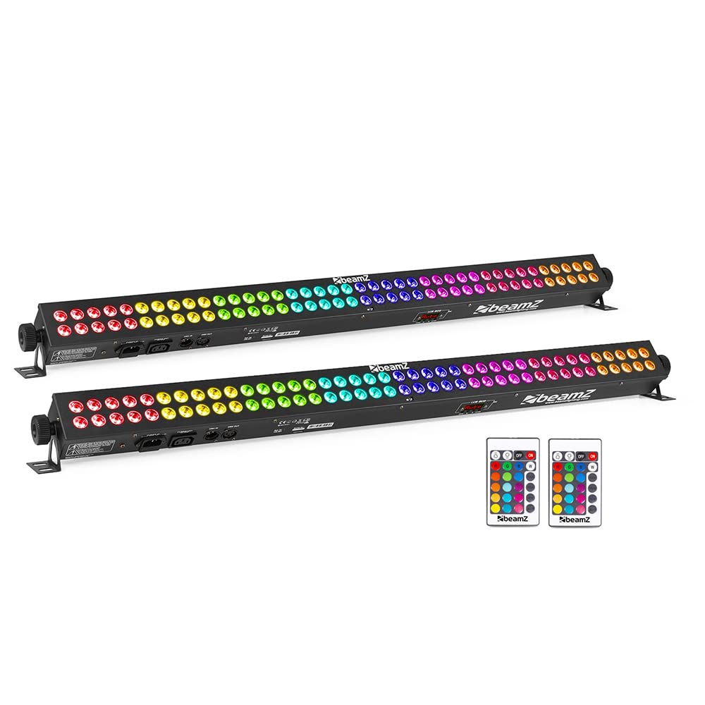 Beamz Multicolor Lcb803 Led Light Bar Pair - Rgb Wall Washer Marquee Uplighting System, Stage Wash Lighting Bars, Dmx Control, Sound Responsive Effects (80X 3W Leds)