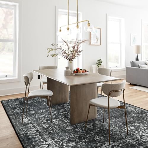 Image of Lahome Margot 8x10 Area Rugs for Living Room Washable Rugs 8x10 Black Large Rug Indoor Carpet, Vintage Distressed Rug Soft Non Slip Area Rug for Bedroom Dining Room Home Office(8 x 10, Black /Grey)