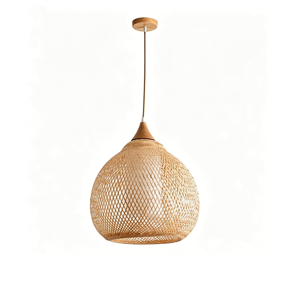 CHUNGYANG Pastoral Bamboo Lighting Fixture Wabi-sabi Style Restaurant Tea Room Chandelier Chinese Style Guesthouse Hanging Lamp Adjustable Height Hand Woven Pendant Light for Dining Room Corridor