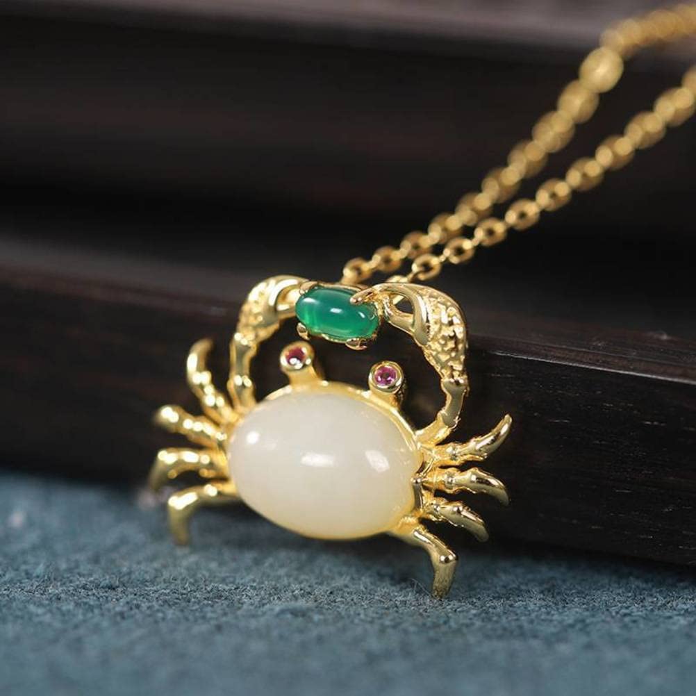 Collana con Ciondolo in Giada Bianca Nefrite