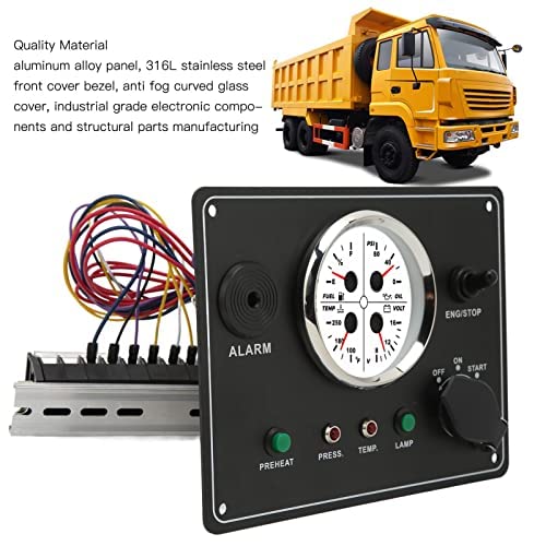 FIT do silników, zestawów generatorów, kamperów, jachtów, łodzi rybackich, 4 w 1, centralny panel sterowania, DC 12 V, poziom oleju, ciśnienie wody, napięcie czerwone podświetlenie