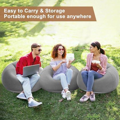 Realspring 6 Pcs Inflatable Bean Bag Chair, Air Pump,Gray - Image 5
