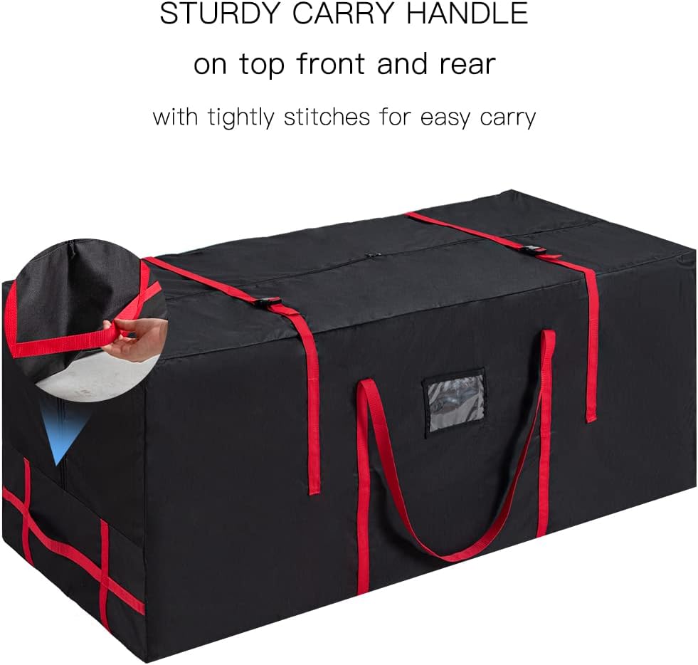 hogardeck Christmas Tree Storage Bag, Fits Up to 9 Ft Tall Holiday Xmas Disassembled Trees Extra Large Storage Box Waterproof Storage Container with Durable Reinforced Handles Dual Zipper Tighten belt (Black)