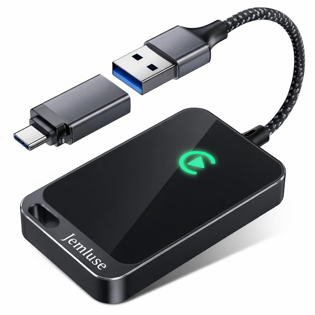 Jemluse Wireless CarPlay Adapter for Apple iPhone - Multi-User Seamless Connection for Convert Wired to Wireless Car Play Adapter - No Latency from iOS 10+ to Screen w/USB C(Charcoal)