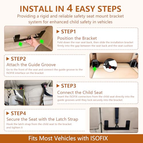 Image of Chelhead Safe Cars Seat Mount Bracket Universal Child Seat Anchor Kit | with 2 Adapter Easy Installation Universal Compatible with ISOFIX Child Safety Seats