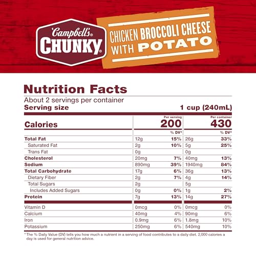 Image of Campbell's Chunky Soup, Chicken Broccoli Cheese Soup, 18.8 Oz Can