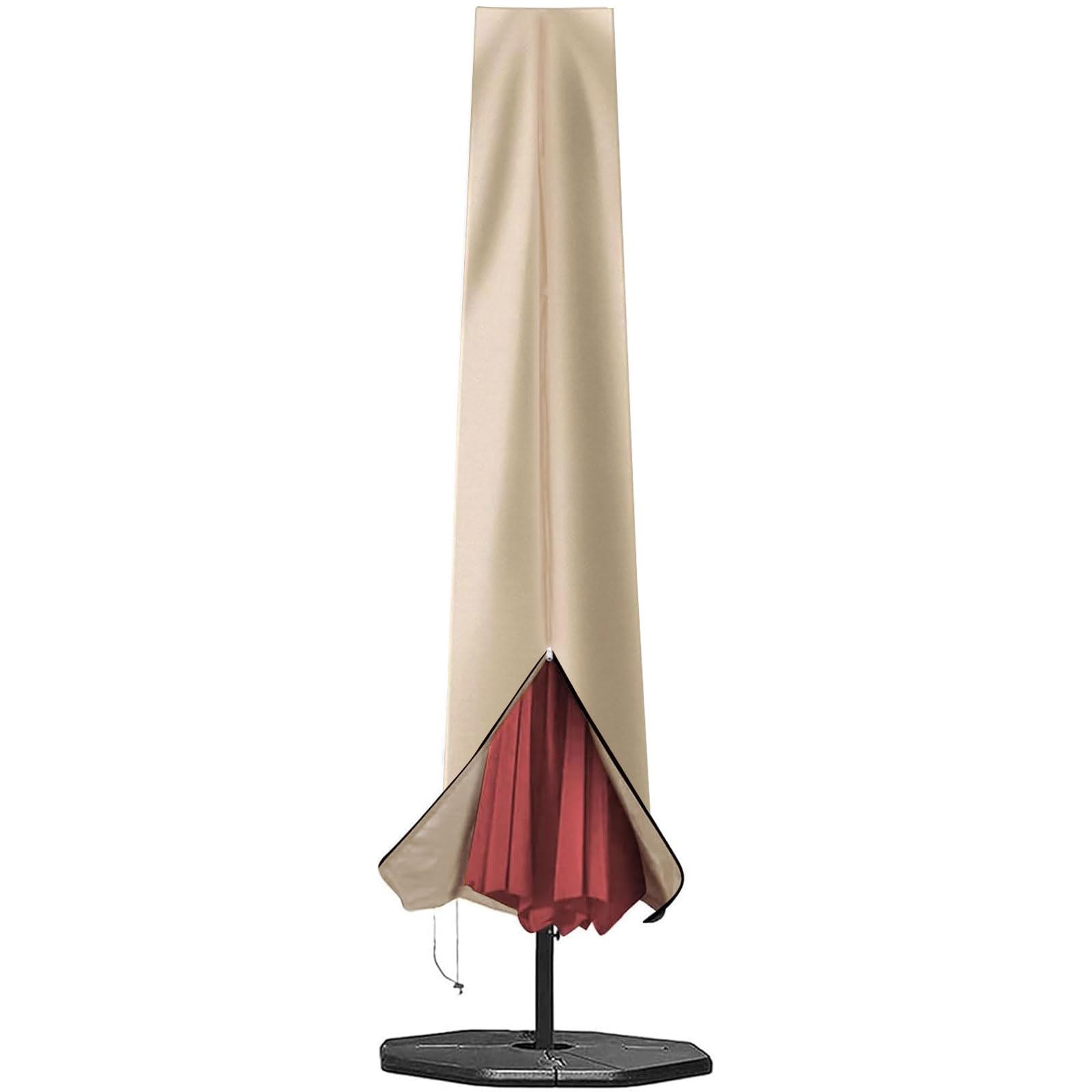 RICHIE Garden Parasol Cover for Garden Umbrella Covers Fit 2.5 to 4m Diameter Parasols 190x25x50cm Waterproof 600D Oxford PVC Coating with Heavy-duty Zip and Adjustable Drawstring Cord at Bottom, Grey — view 15