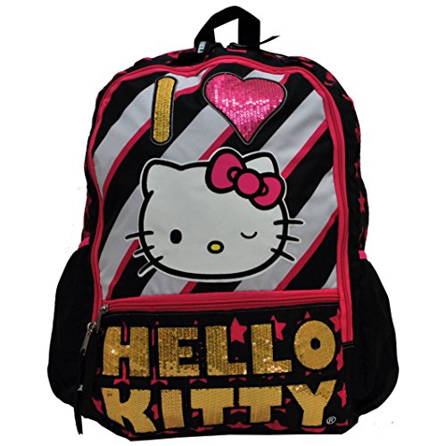 Mochila grande coleccionable de Hello Kitty de 17 pulgadas con compartimento acolchado