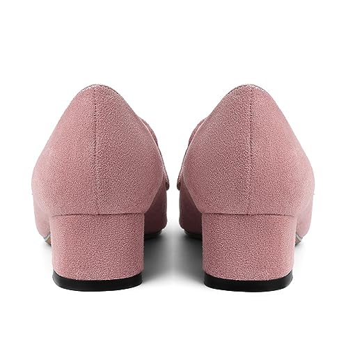 Esvowido Women's Block Heels Loafer Pumps Closed Pointed Toe Slip on Comfortable Chunky Low Heel Dress Shoes for Daily Life Work Office 1.5 Inch3