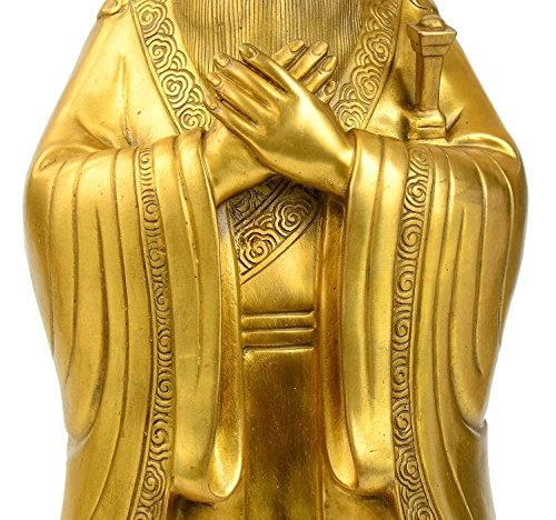 Luckybuddha Chinese Philosopher Confucius Statue,Brass Vintage Sculptures Home Decor,Kong Fuzi Figure Figurine (Small) #TOP4