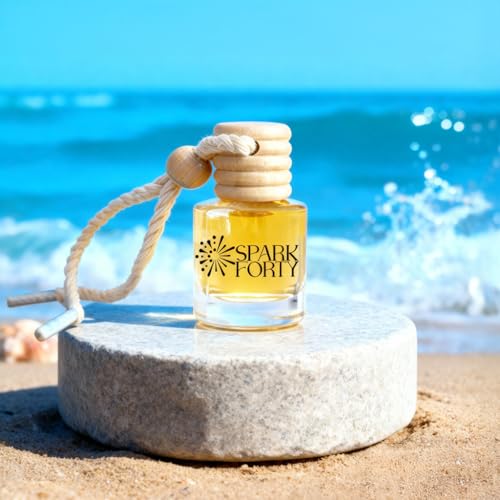 Image of Ocean Car Air Freshener Hanging | Car Perfume, 0.27 fl oz (8 ml) | 30-Day Luxury Glass Diffuser | Marine Breeze, Citrus & Green Herbal Accents | Long-Lasting Fresh Scent